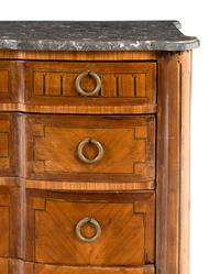 A Louis XVI Kingwood and Marquetry Marble-Top Commode