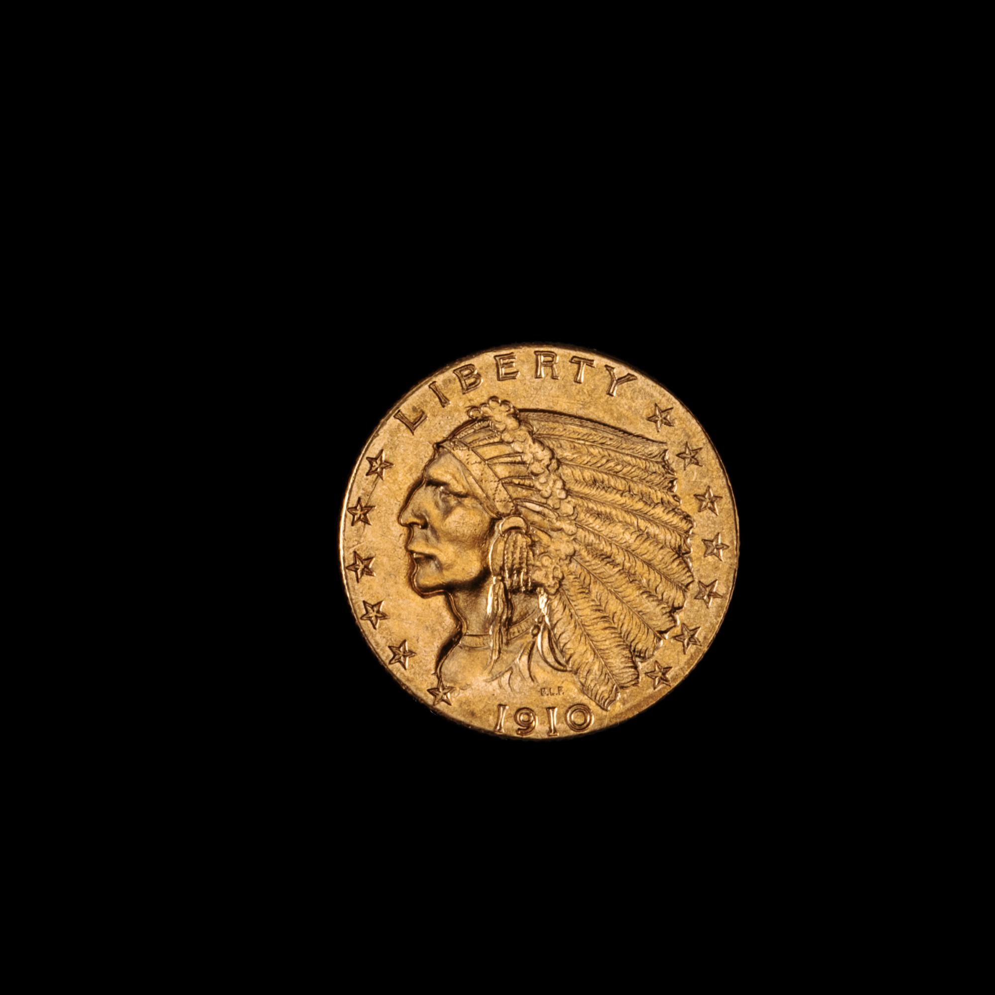 A United States 1910 Indian Head $2.50 Gold Coin