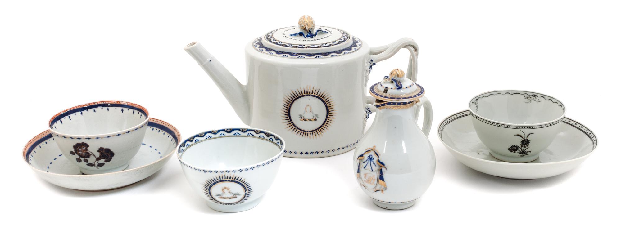 A Collection of Chinese Export Porcelain Articles Height of teapot 4 3/4 inches. — 19TH CENTURY
