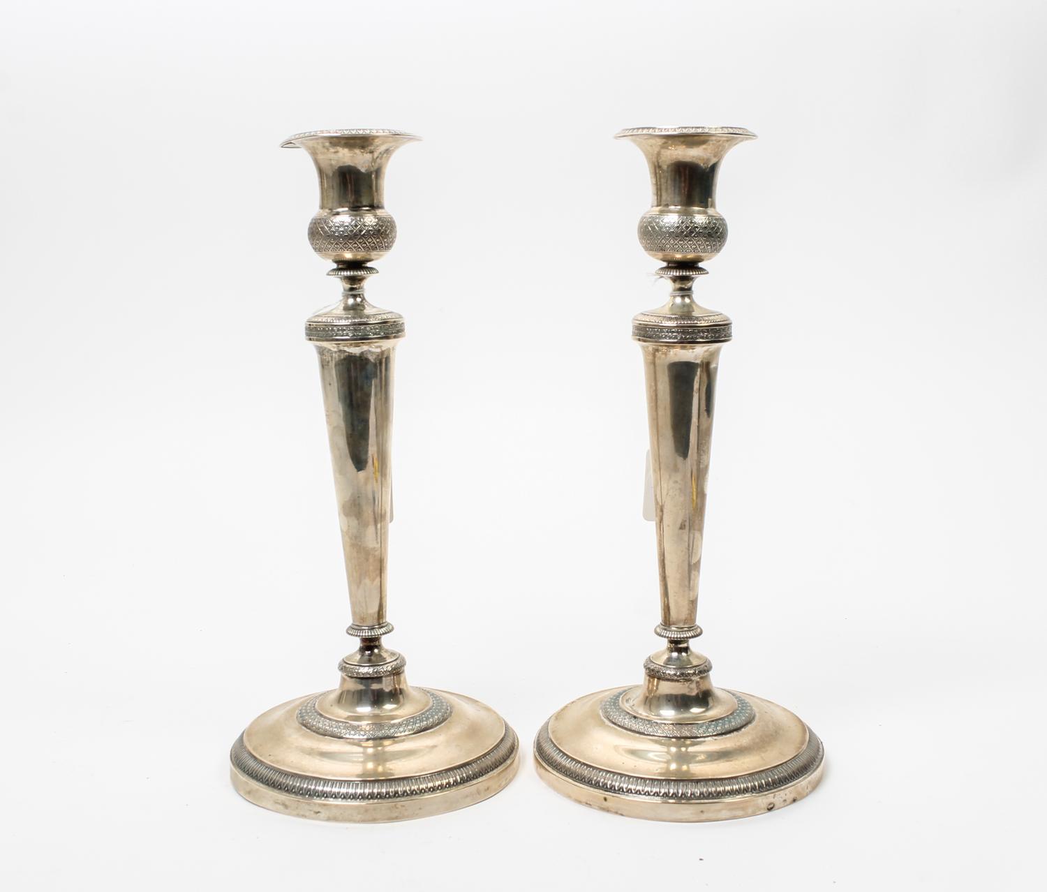 A Pair of Continental Silver Candlesticks