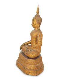 A Thai Gilt Bronze Seated Bodhisattva
