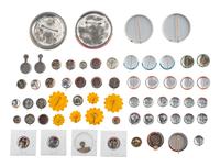 [POLITICS]. A collection of over 80 political campaign buttons and pinbacks, incl. examples promoting General McArthur, Wallace, Willkie, Stevenson, Dewey, and other mid-20th century candidates.