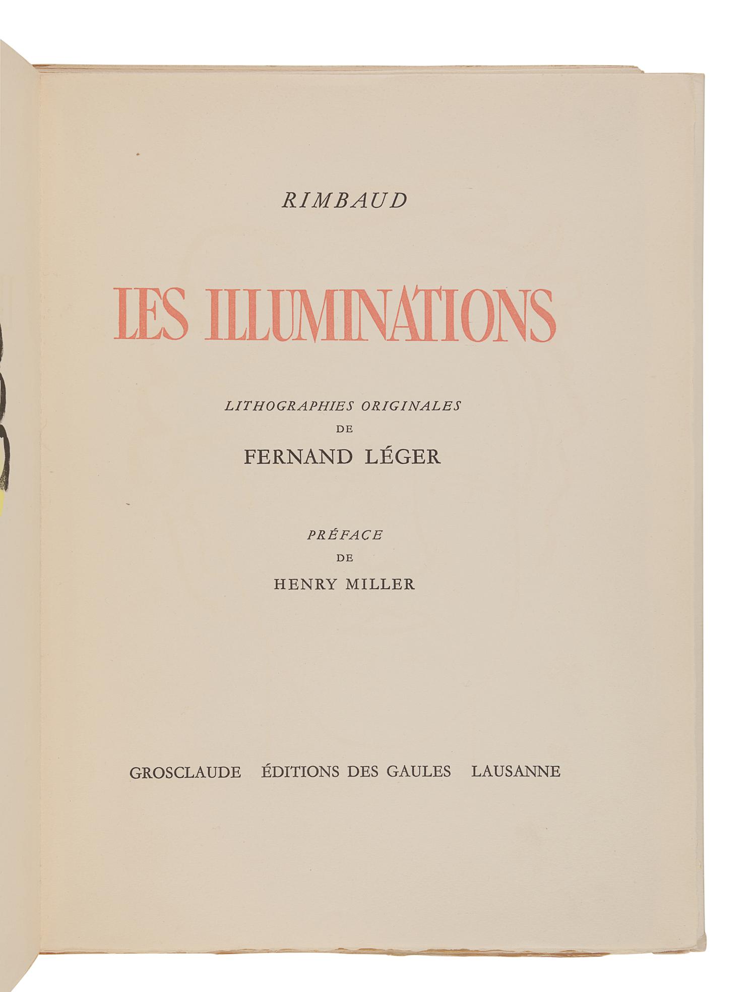 LÉGER, FERNAND (1881-1955). -- RIMBAUD, Arthur (1854-1891). Les Illuminations. Lausanne: Grosclaude Éditions des Gaules, [1949].