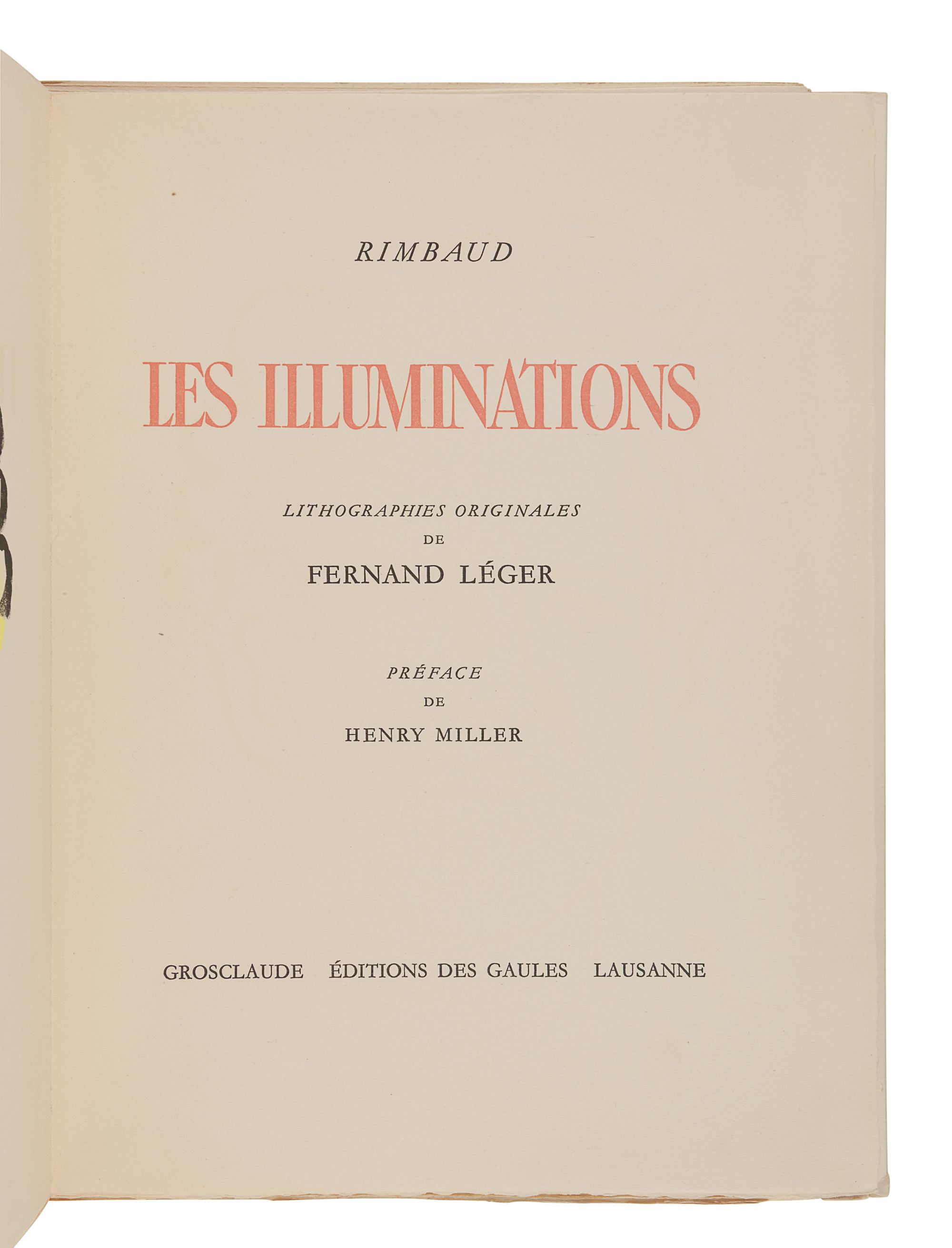 LÉGER, FERNAND (1881-1955). -- RIMBAUD, Arthur (1854-1891). Les Illuminations. Lausanne: Grosclaude Éditions des Gaules, [1949].
