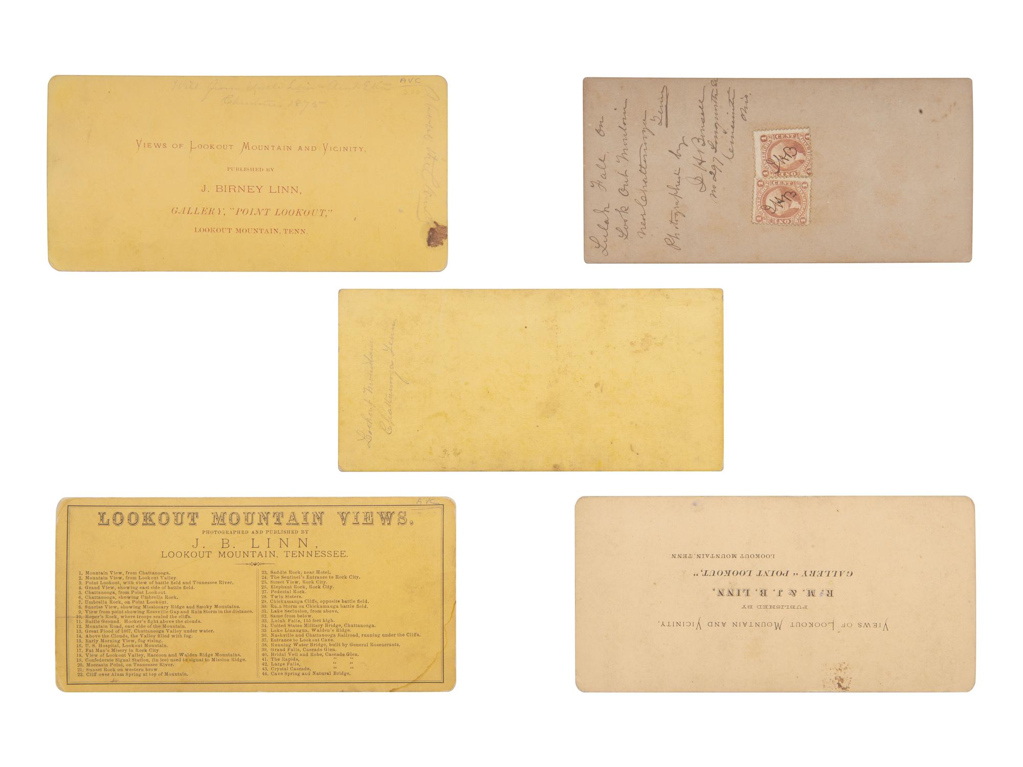 [EARLY PHOTORAPHY]. 20 views of Lookout Mountain in various formats, most by J.B. LINN.