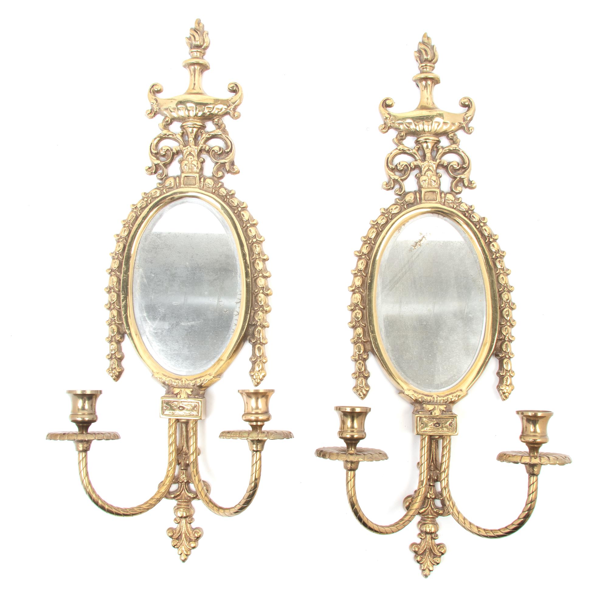 A Pair of Gilt Metal Girandole Mirrors