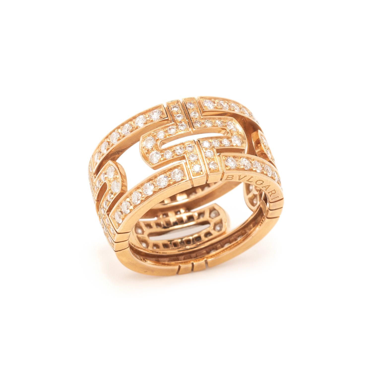 BULGARI, ROSE GOLD AND DIAMOND 'PARENTESI' RING