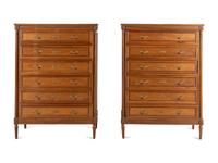 A Pair of Louis XVI Style Walnut Chests-of-Drawers