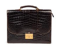 Gucci, Brown Crocodile Briefcase
