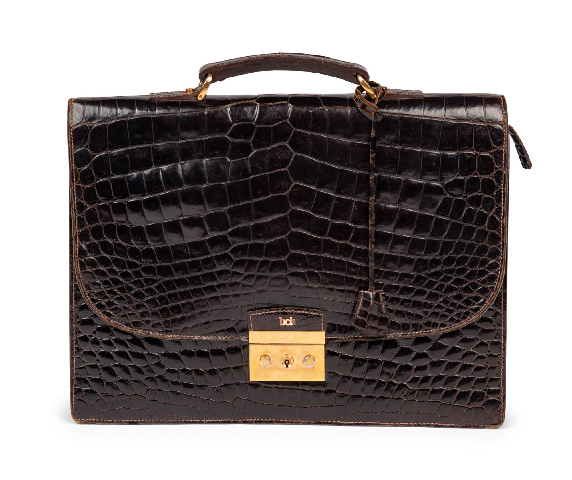 Gucci, Brown Crocodile Briefcase