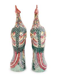 A Pair of Chinese Export Porcelain Phoenix Birds