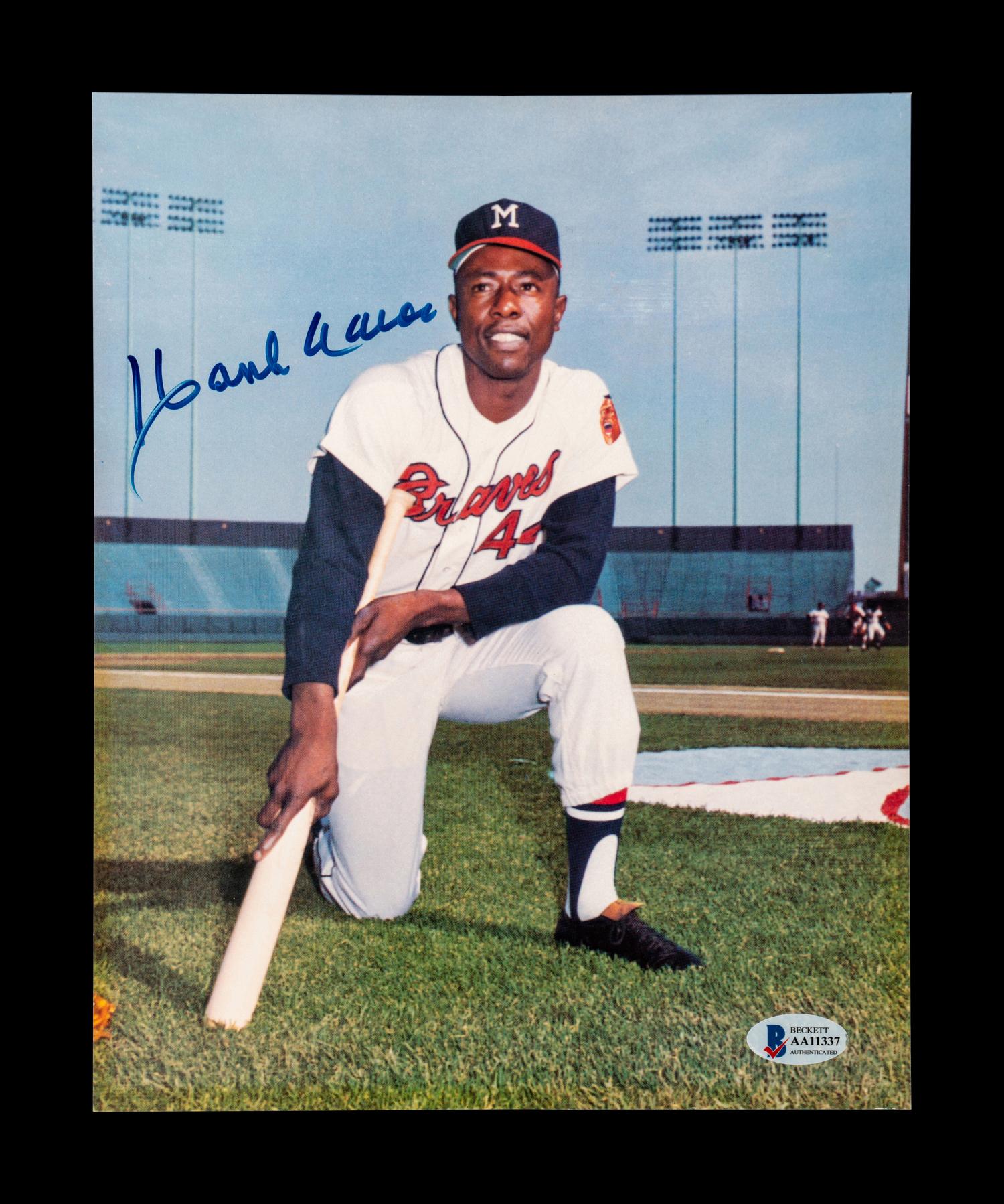 A Hank Aaron Milwaukee Braves Signed Autograph Photograph (BAS Beckett Authentication Services Certified),