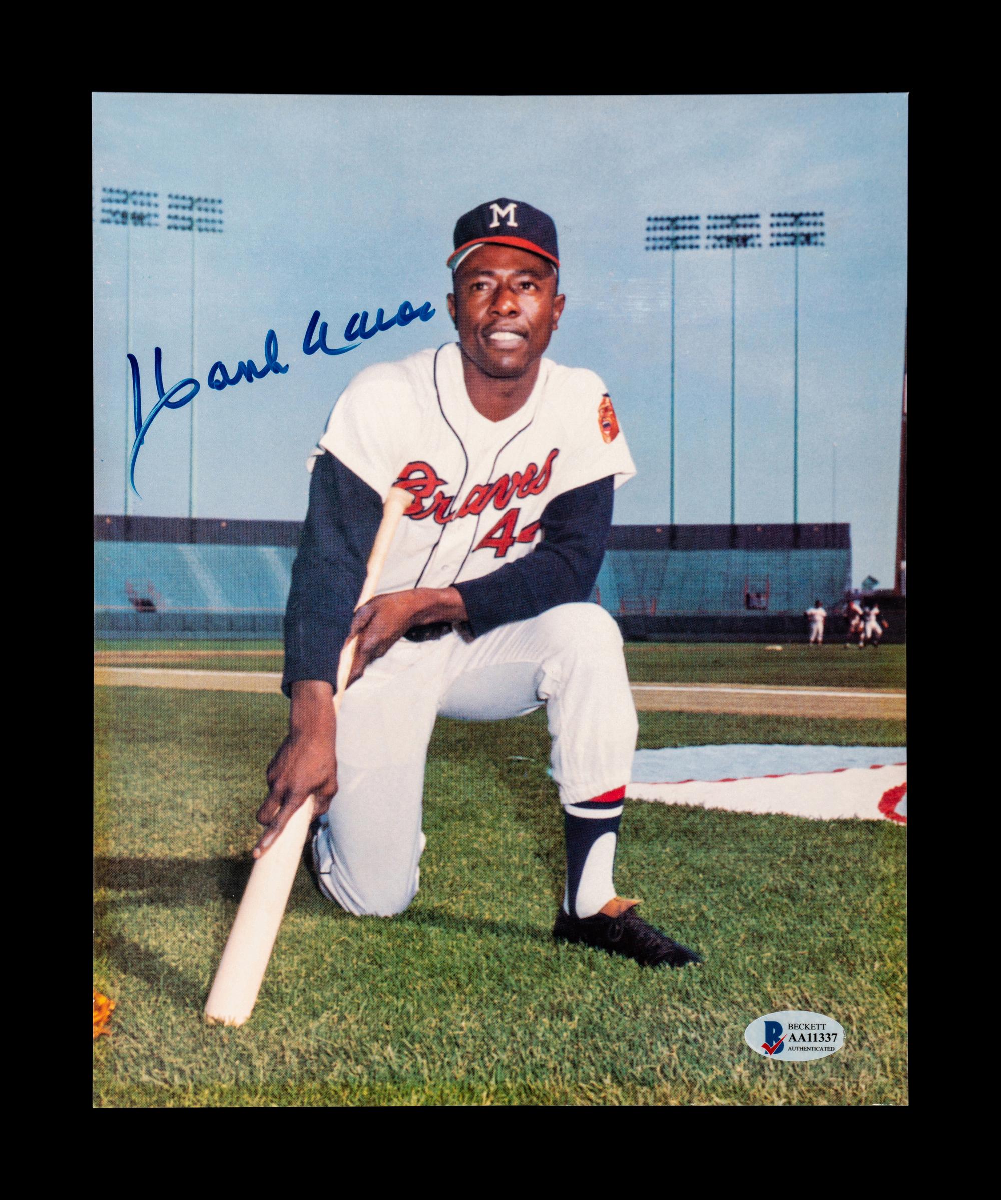 A Hank Aaron Milwaukee Braves Signed Autograph Photograph (BAS Beckett Authentication Services Certified),