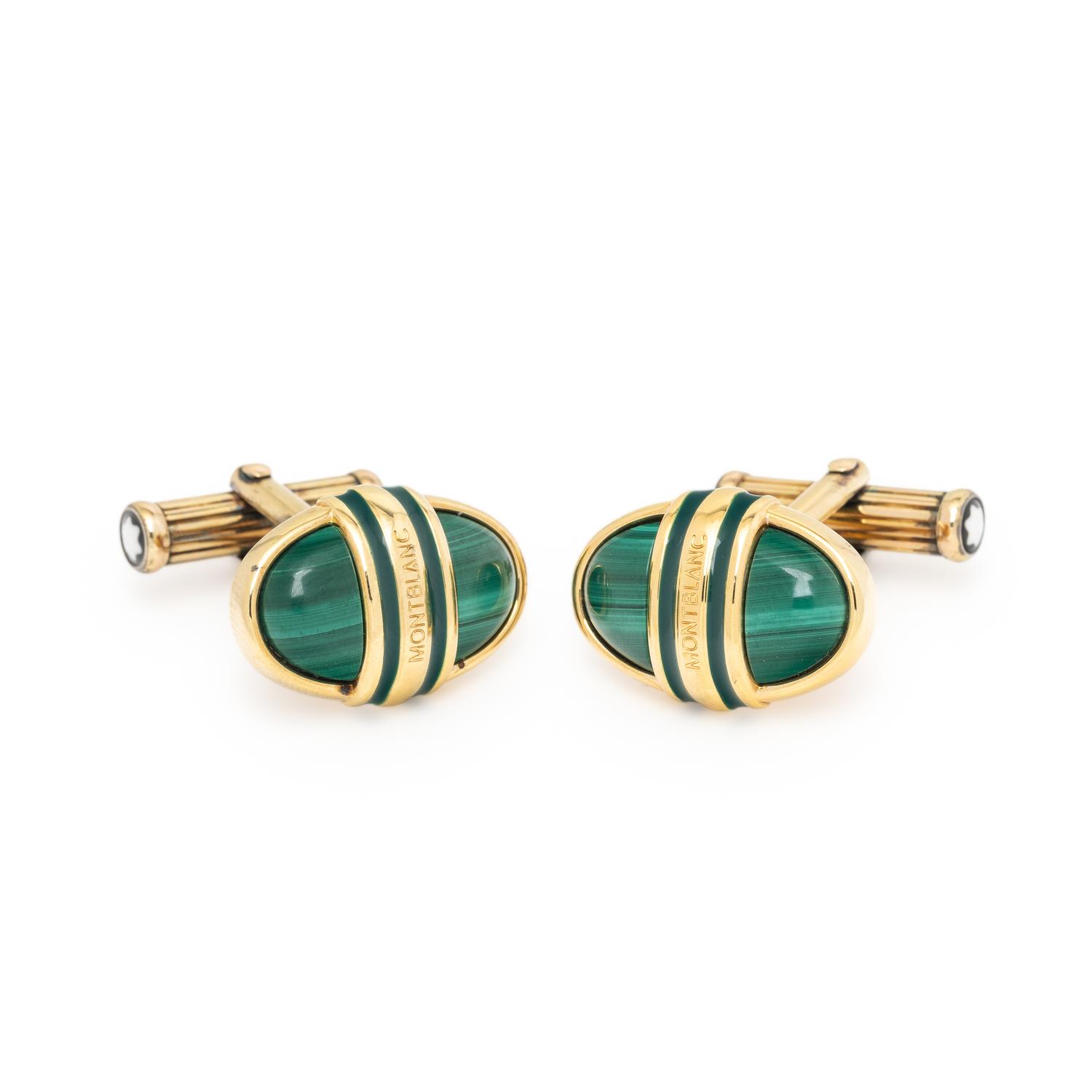 Montblanc, Malachite and Sterling Silver Cufflinks
