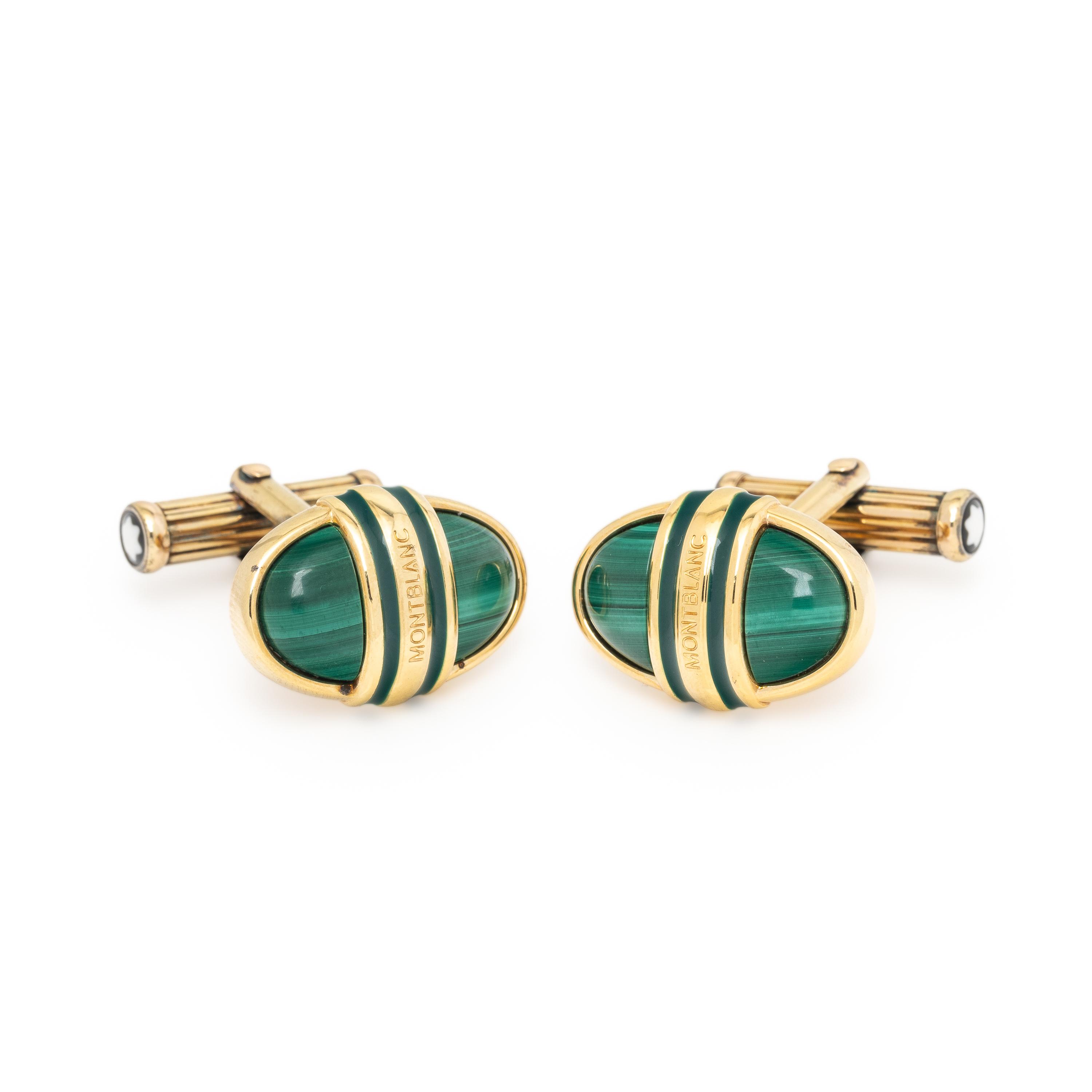 Montblanc, Malachite and Sterling Silver Cufflinks