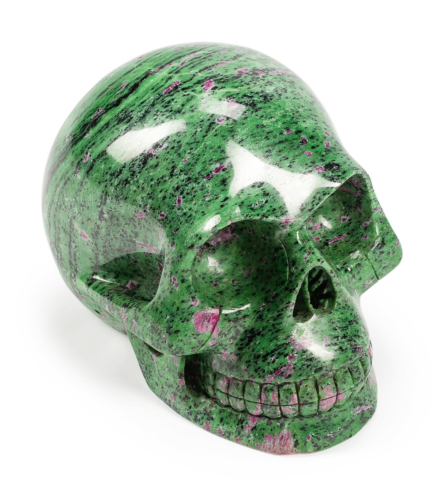 A Large Ruby-Zoisite Carved Skull