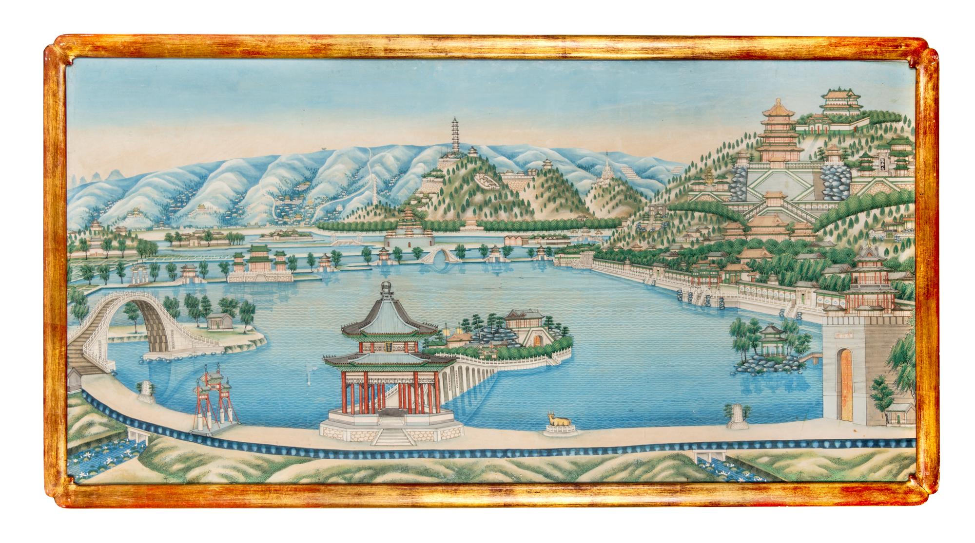 An Ink and Color Painting on Paper 26 x 52 1/2 inches (image).