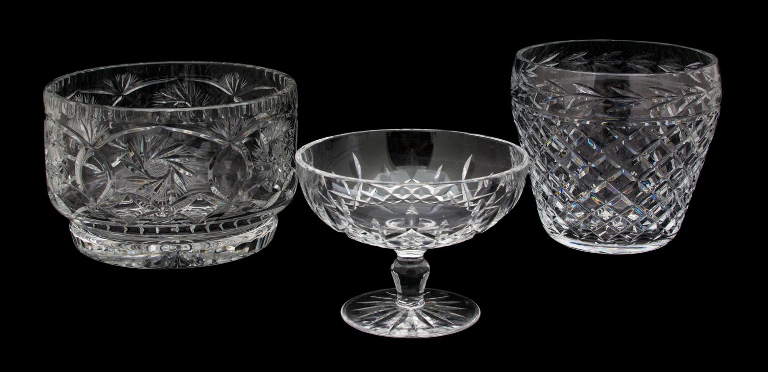 Three Cut Glass Bowls Height of largest 6 1/8 x diameter 6 3/4 inches. — 20TH CENTURY