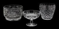 Three Cut Glass Bowls Height of largest 6 1/8 x diameter 6 3/4 inches. — 20TH CENTURY