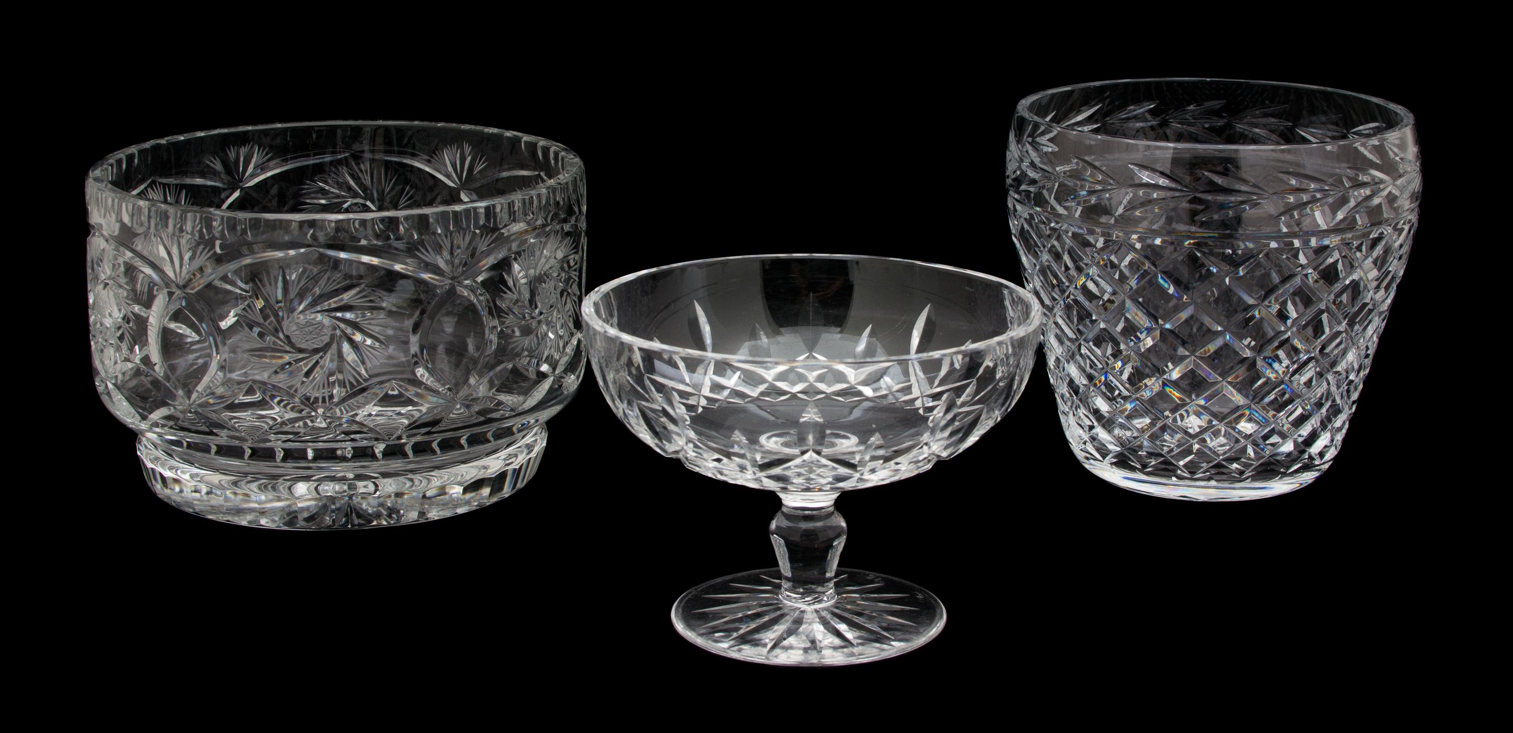 Three Cut Glass Bowls Height of largest 6 1/8 x diameter 6 3/4 inches. — 20TH CENTURY