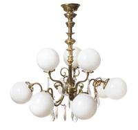 A Neoclassical Gilt Brass Nine-Light Chandelier, Height 35 x diameter 36 inches.