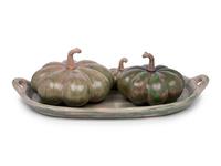 A Set of Earthenware Gourds with a Tray