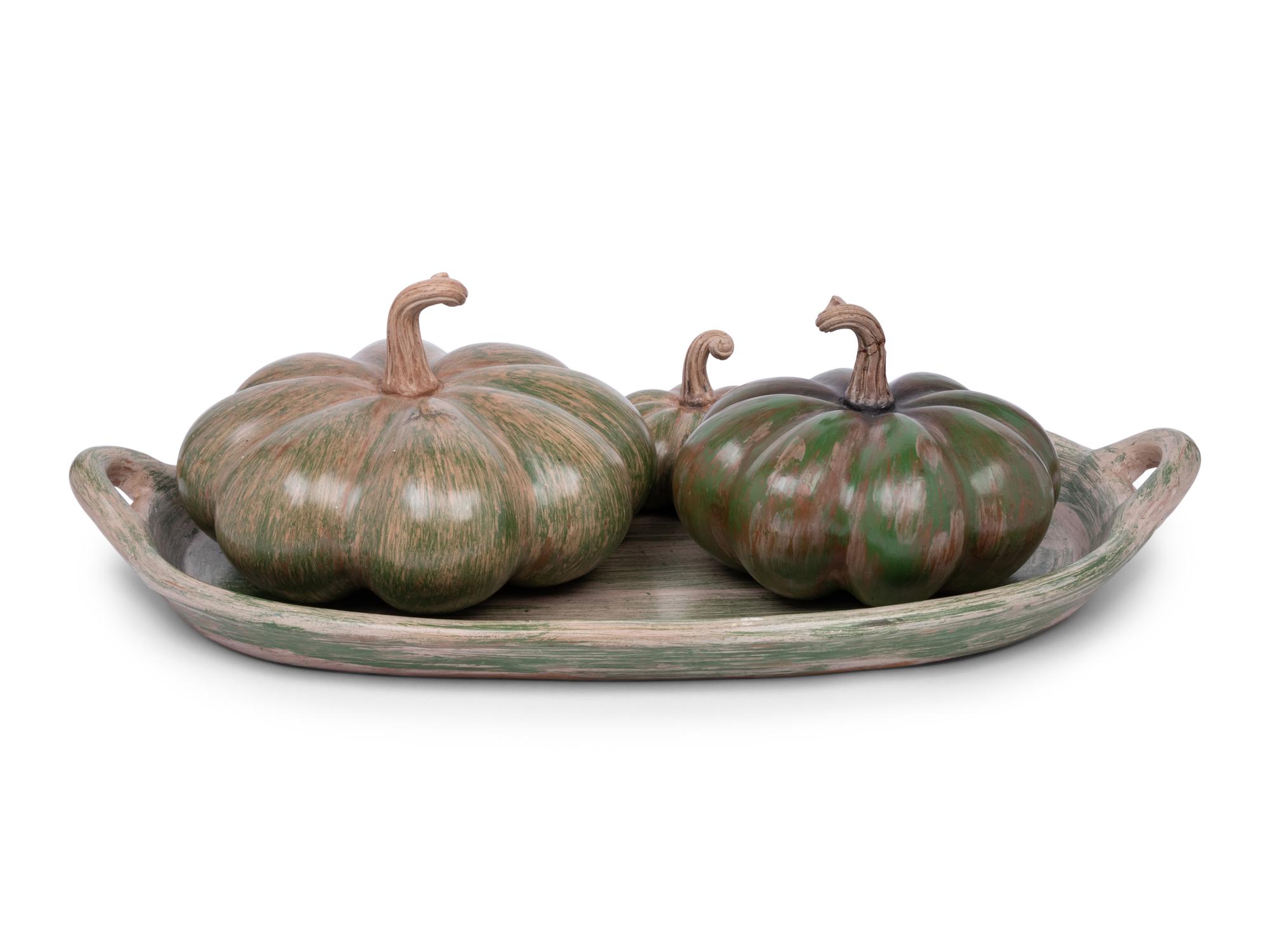 A Set of Earthenware Gourds with a Tray