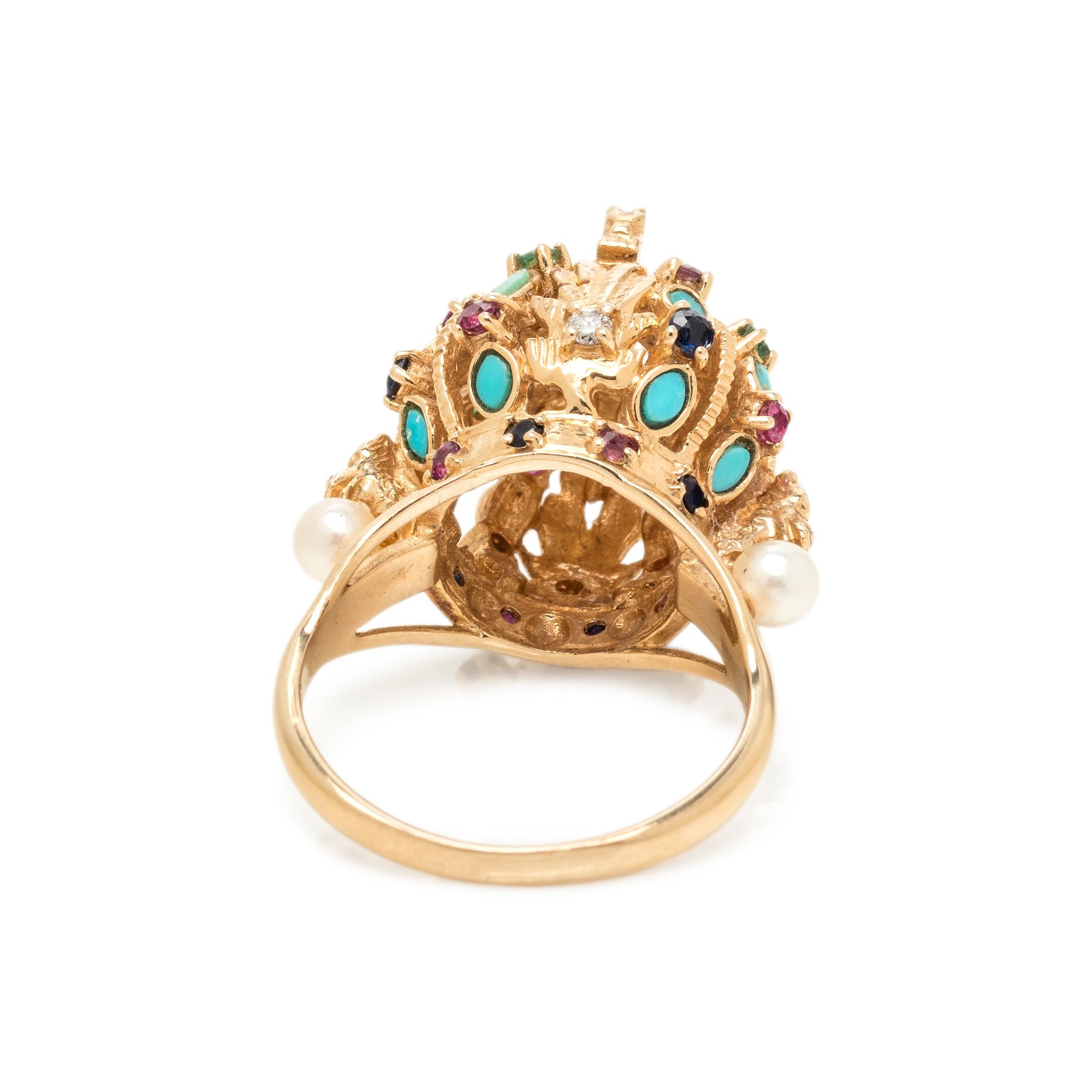 YELLOW GOLD AND MULTIGEM RING