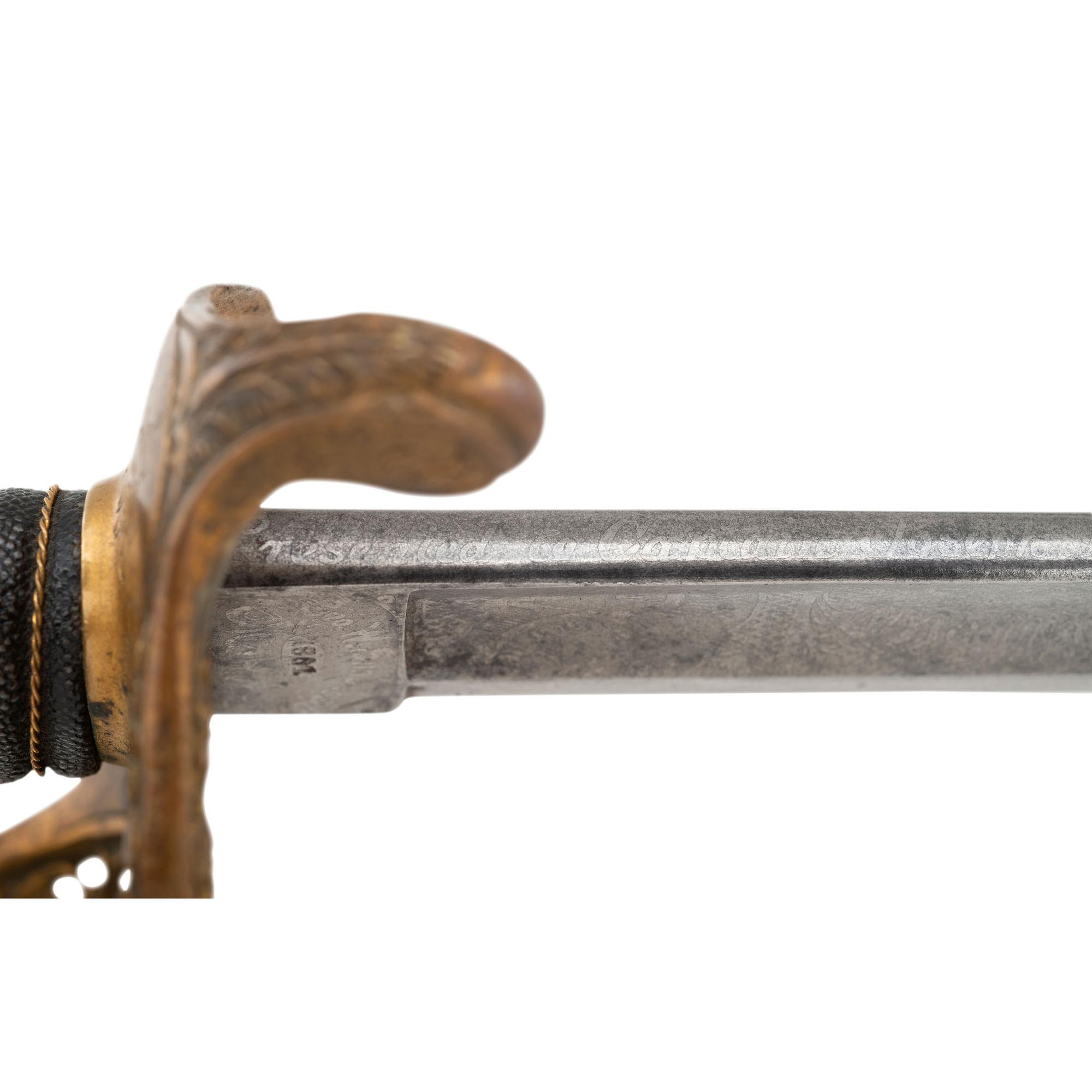 G.W. Simons & Bro. Retailed Collins Model 1850 Foot Officer's Sword Presented to Capt. Joseph Vaughan - 106th PA Volunteers