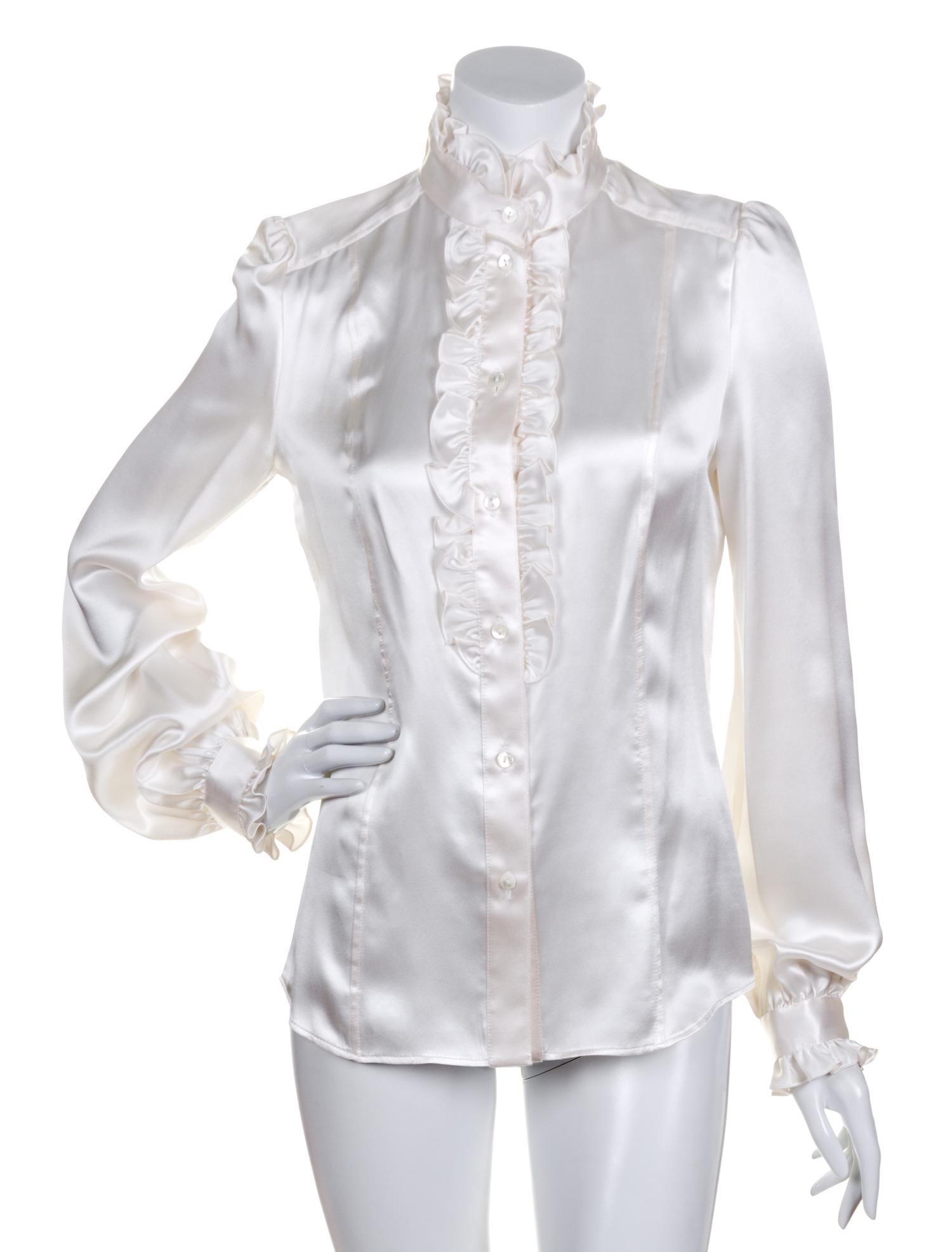 A Dolce & Gabbana White Satin Blouse, Size 40.