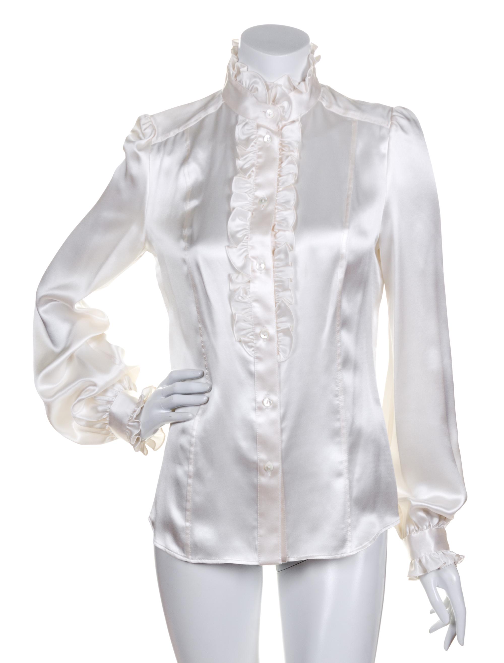A Dolce & Gabbana White Satin Blouse, Size 40.