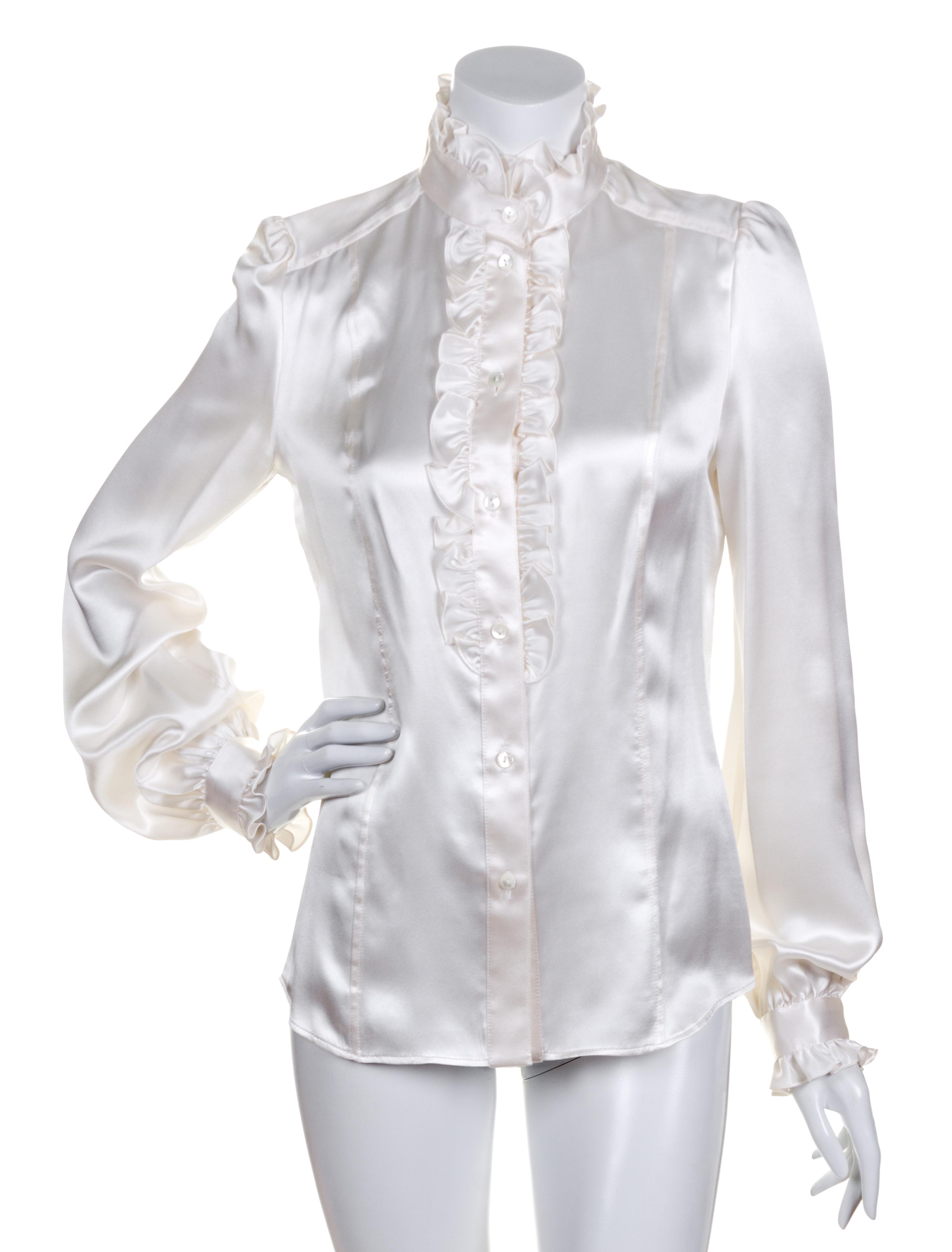 A Dolce & Gabbana White Satin Blouse, Size 40.