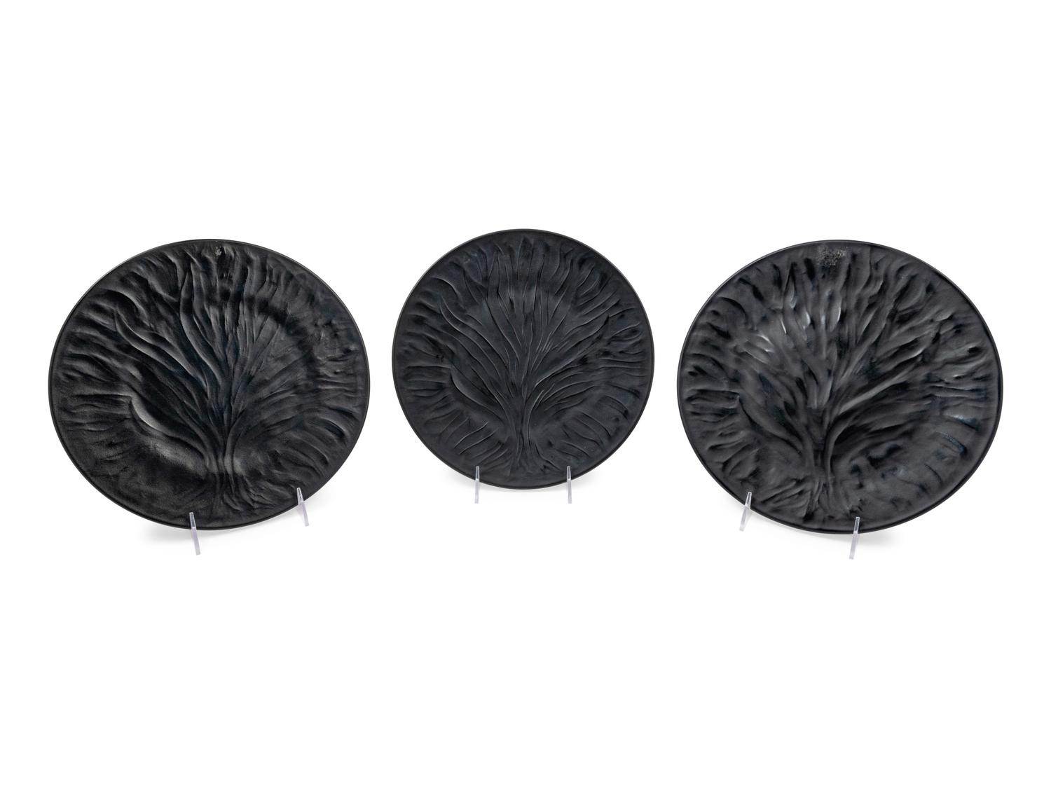 A Group of Three Lalique Colored Glass Chargers — 20TH CENTURY