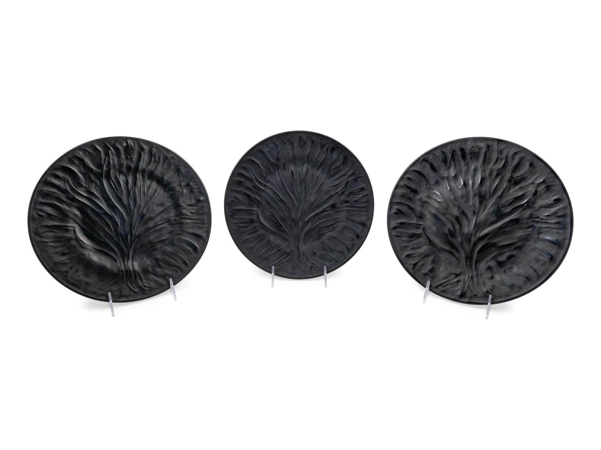 A Group of Three Lalique Colored Glass Chargers — 20TH CENTURY