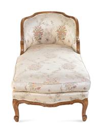 A Louis XV Style Carved Walnut Chaise Longue