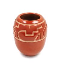 Carved Redware Jar