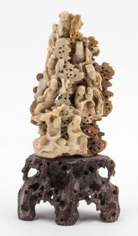 A Carved Soap Stone Figural Group Height 6 1/4 inches. — 20TH CENTURY