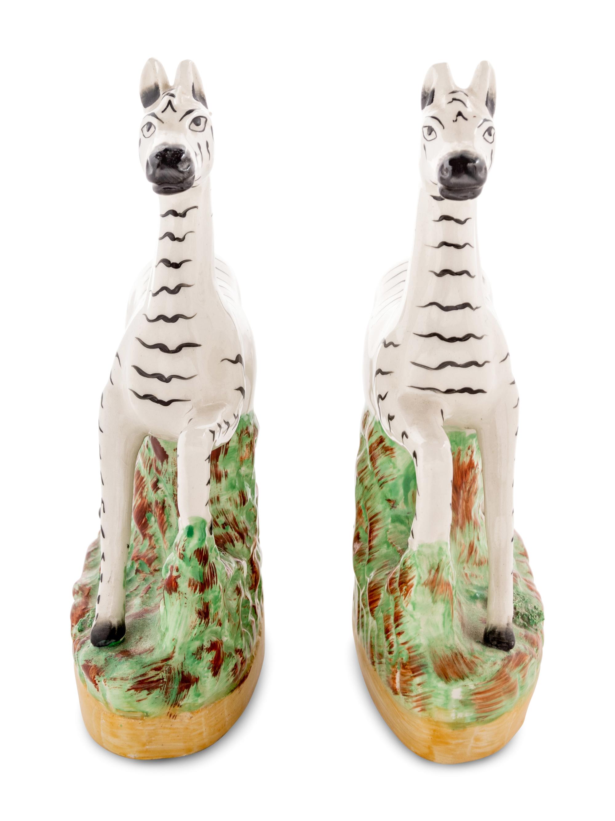 A Pair of Staffordshire Models of Zebras