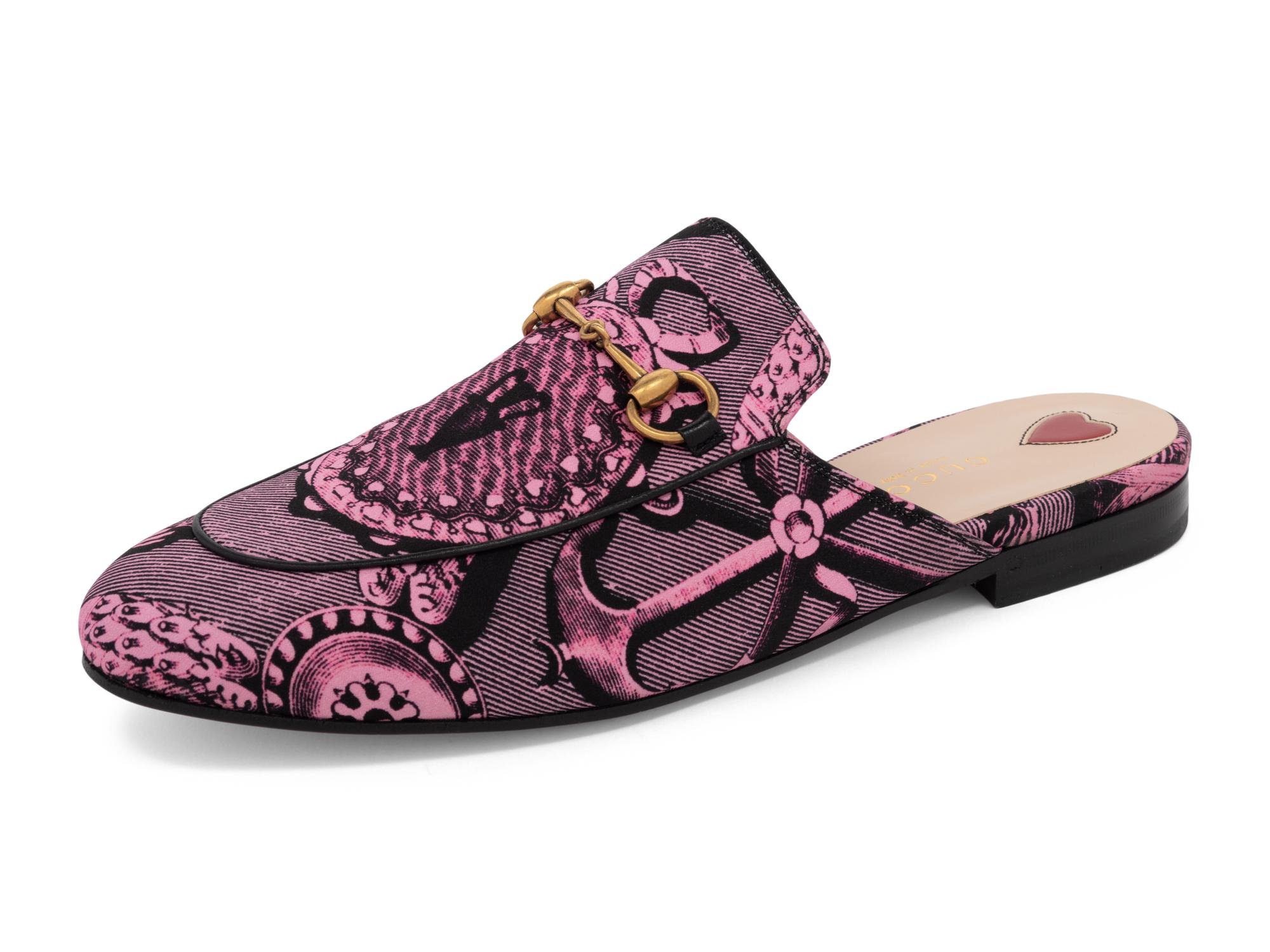 Gucci Pink Printed Mules