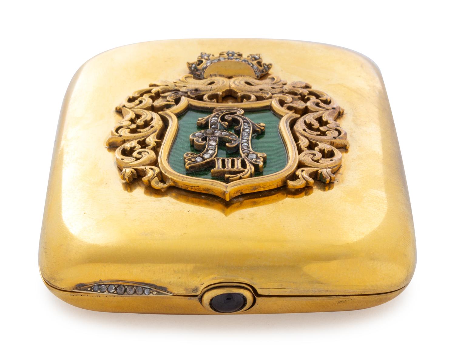 A Russian Enameled and Silver-Gilt Cigarette Case