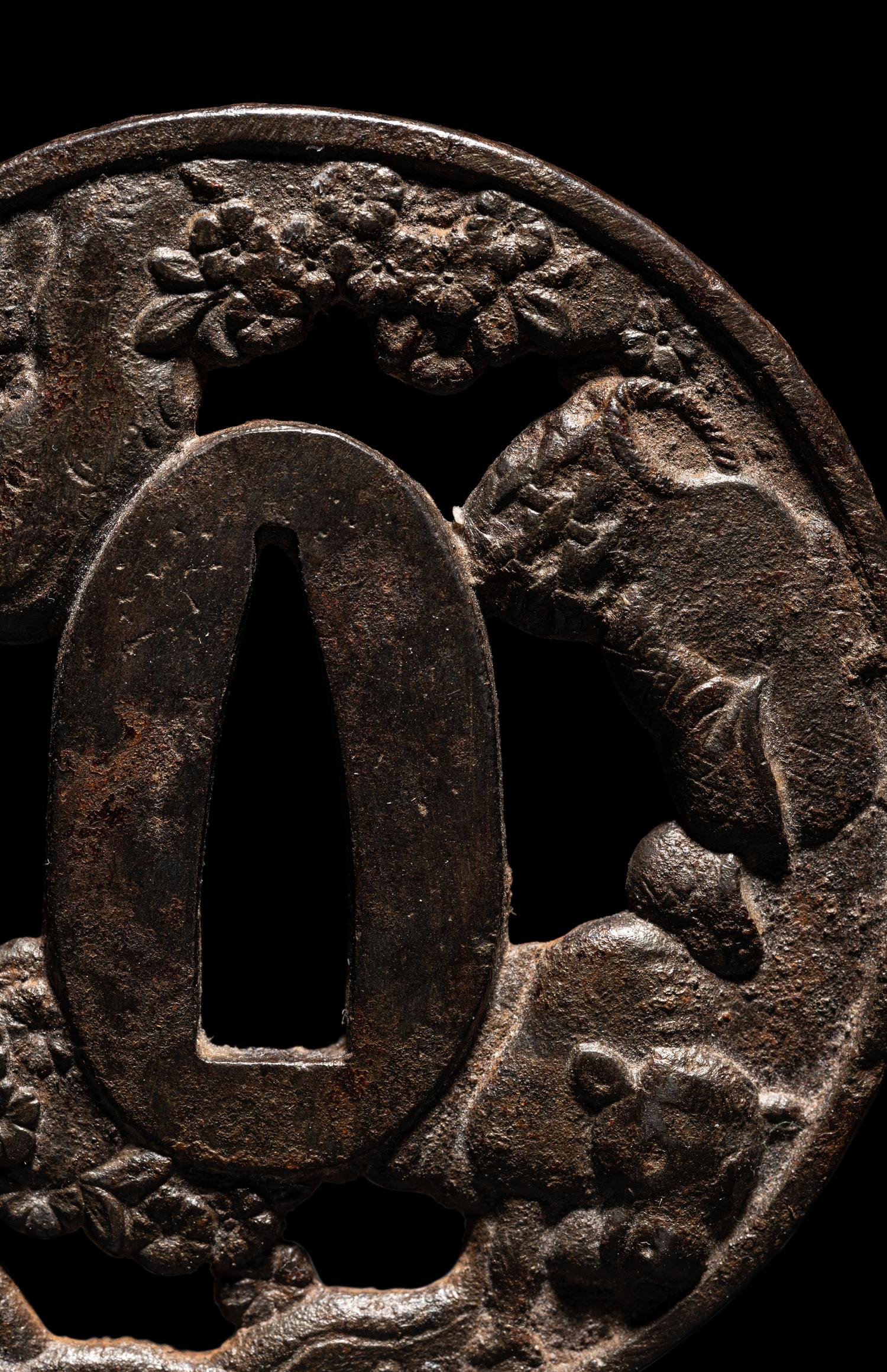 Two Japanese Cast Iron Tsuba