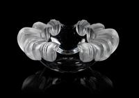 Lalique, an Athena pattern molded and frosted glass ash receiver