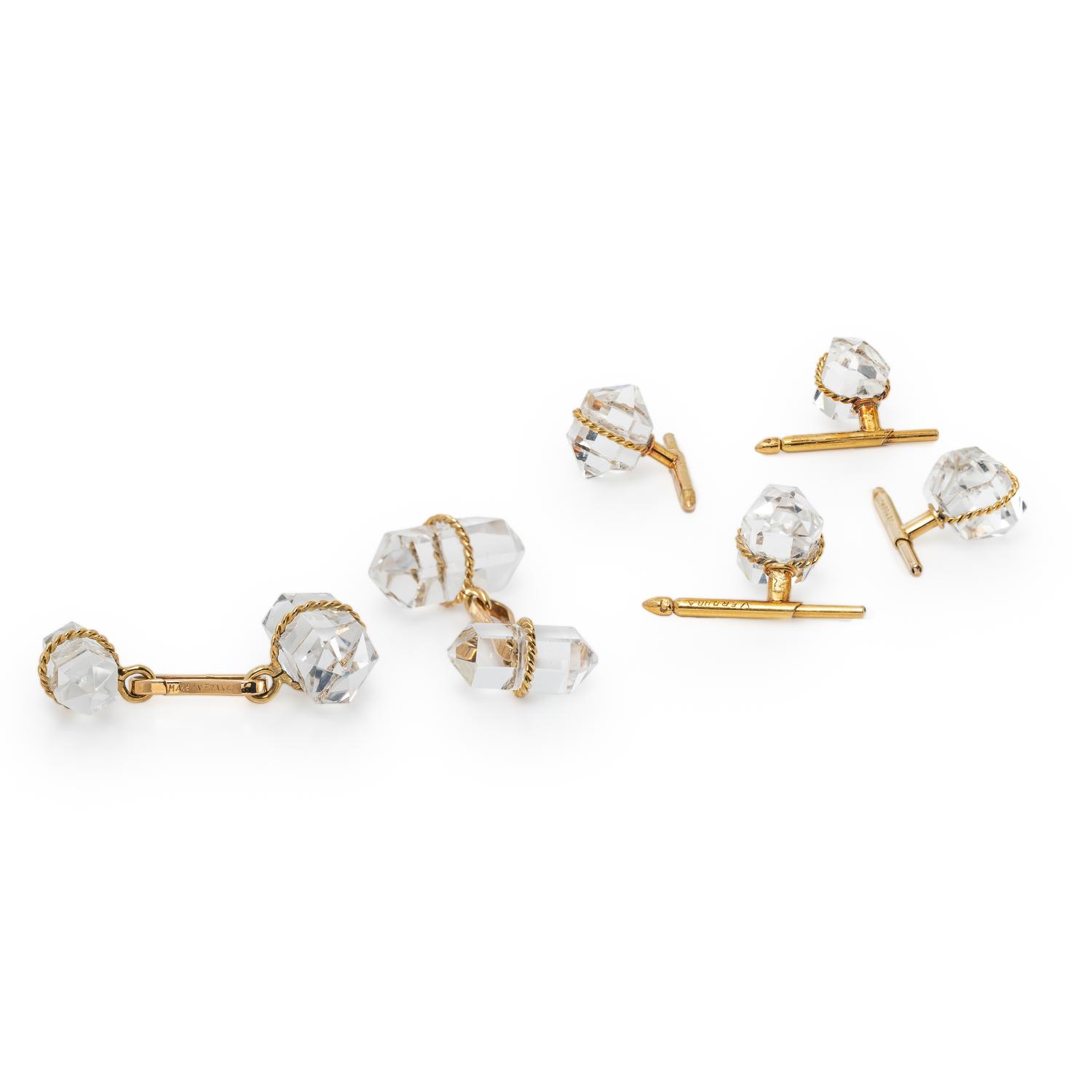 VERDURA, ROCK CRYSTAL QUARTZ AND YELLOW GOLD DRESS SET
