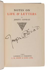 CONRAD, Joseph (1857-1924). Notes on Life and Letters . London & Toronto: J.M. Dent & Sons, 1921.