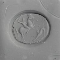 A Late Roman Agate Ring Stone with a Hunting Scene — Set in a gold band