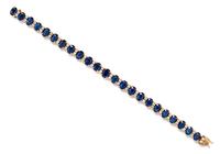 A Yellow Gold, Sapphire and Diamond Bracelet, 13.50 dwts.
