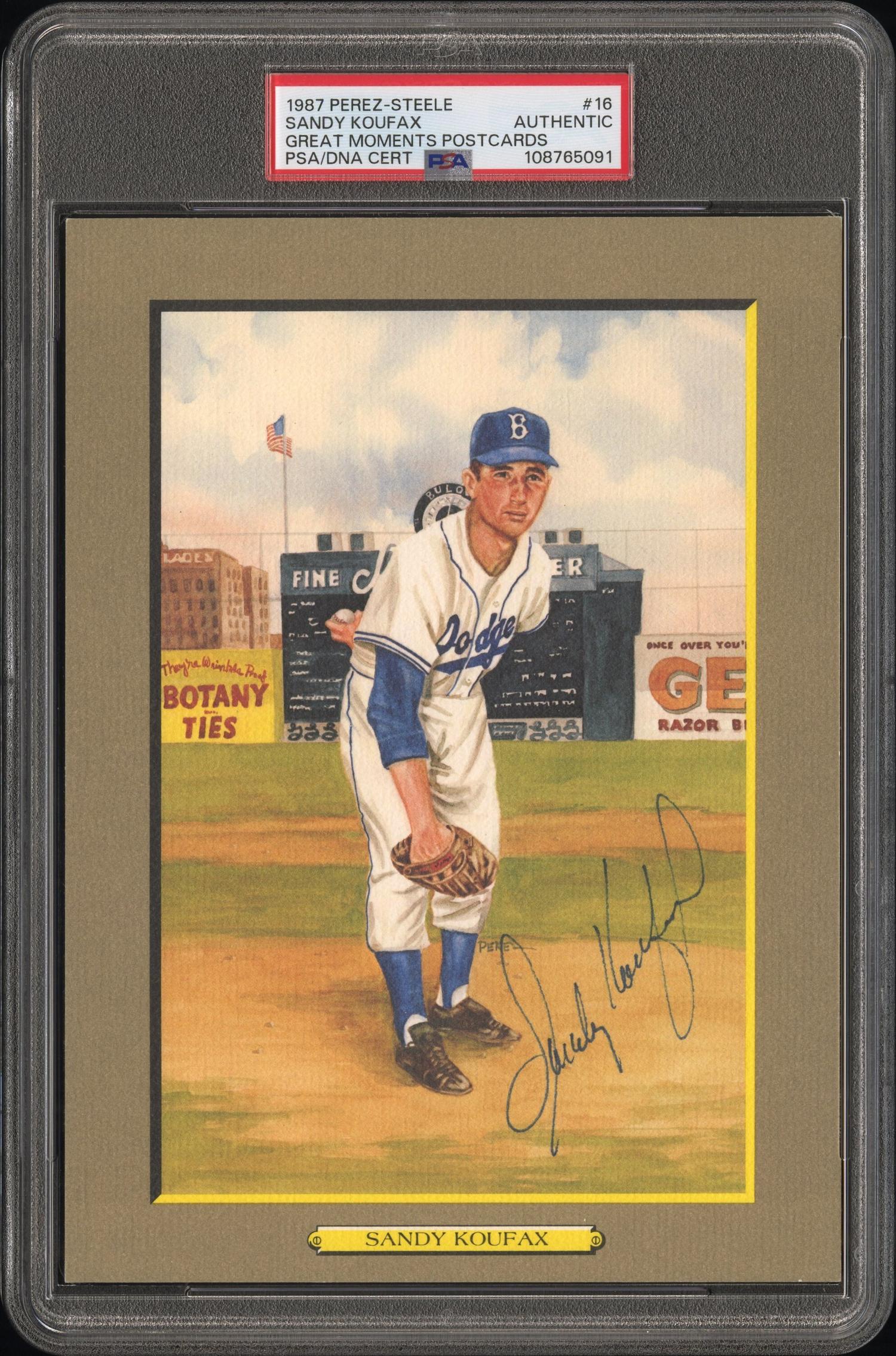 A Sandy Koufax Signed Autograph Perez Steele Great Moments Postcard (PSA)