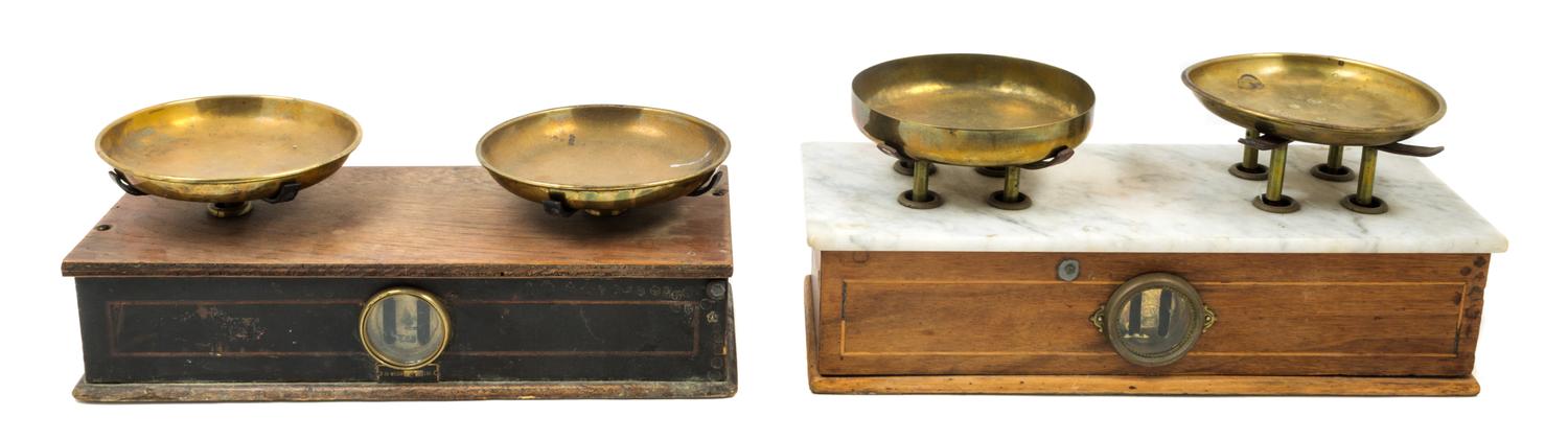 A Group of Two Balance Scales Width of wider 17 inches.