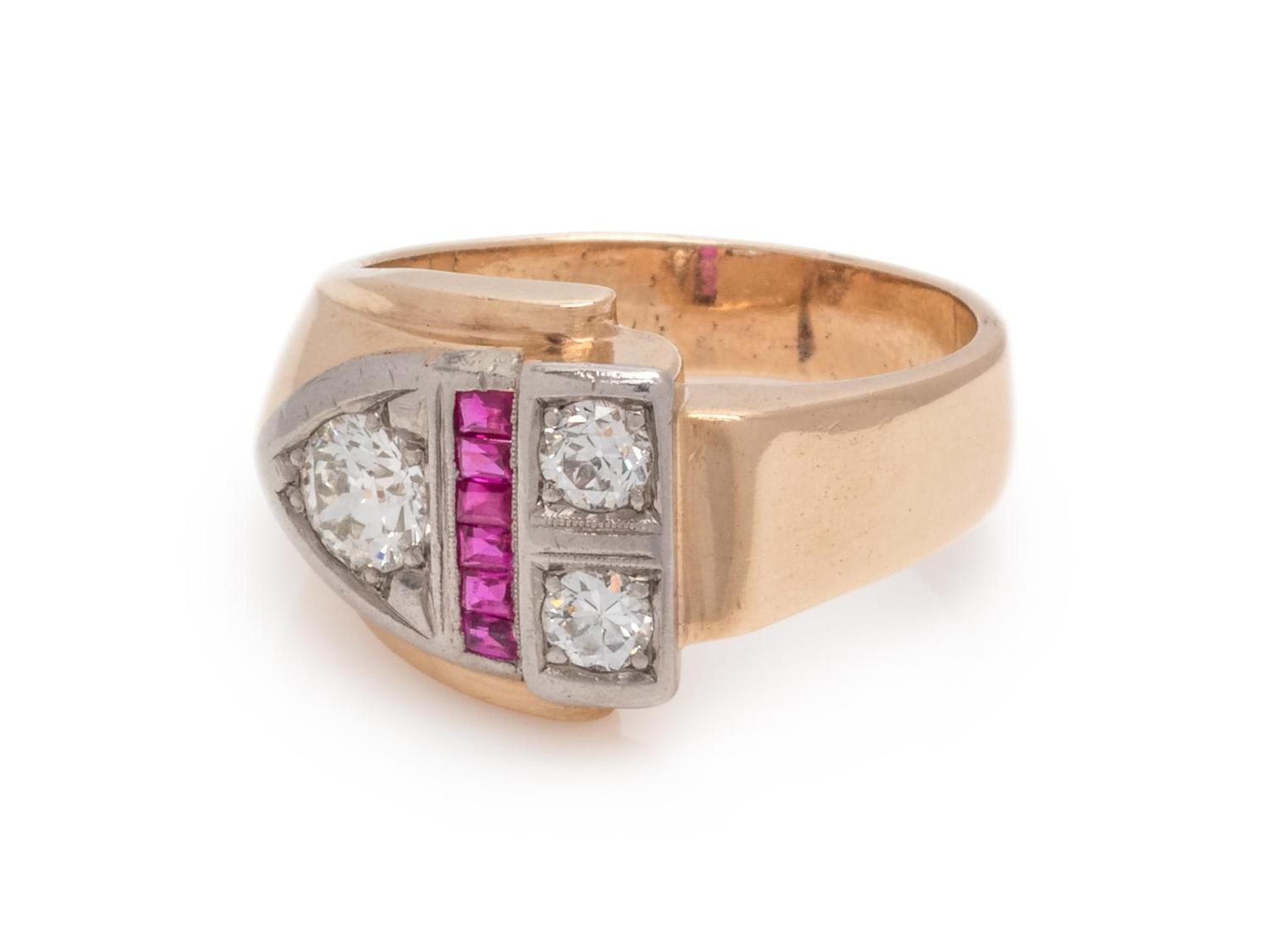 RETRO, DIAMOND AND RUBY RING