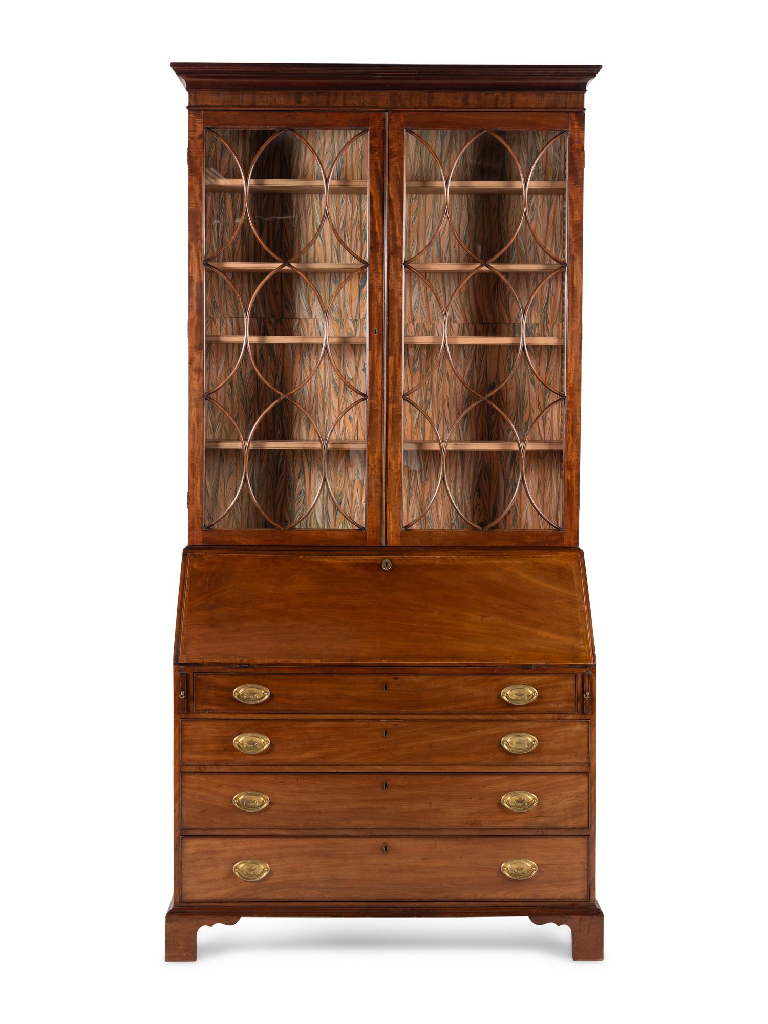 A George III Mahogany Bureau Bookcase